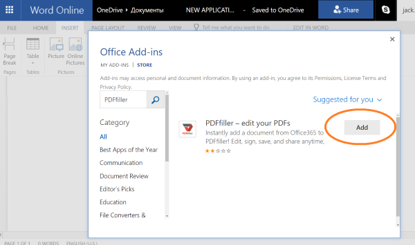 PDFfiller, Microsoft Office, PDFfiller’s Office Add-in, best PDF editor, OneDrive integration, edit document with office 365