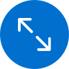 Two diagonal arrows on top of blue circle