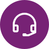 white headphones insidle purple circle