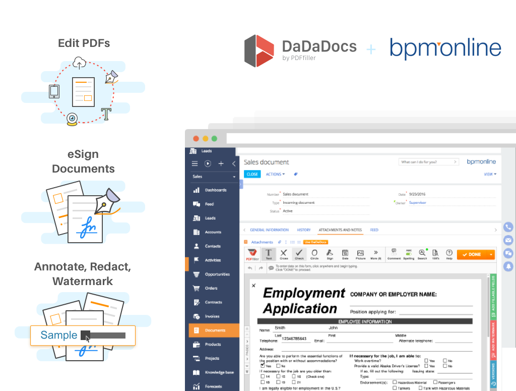 PDF editor, eSignature manager and form builder for bpm'online