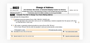 IRS form 8822 is filed to report about the change of a taxpayer's home address to the IRS
